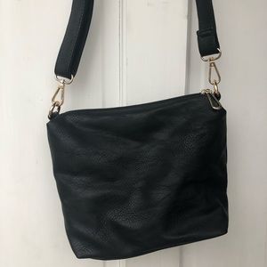 Black Vegan Leather Crossbody (with wristlet)